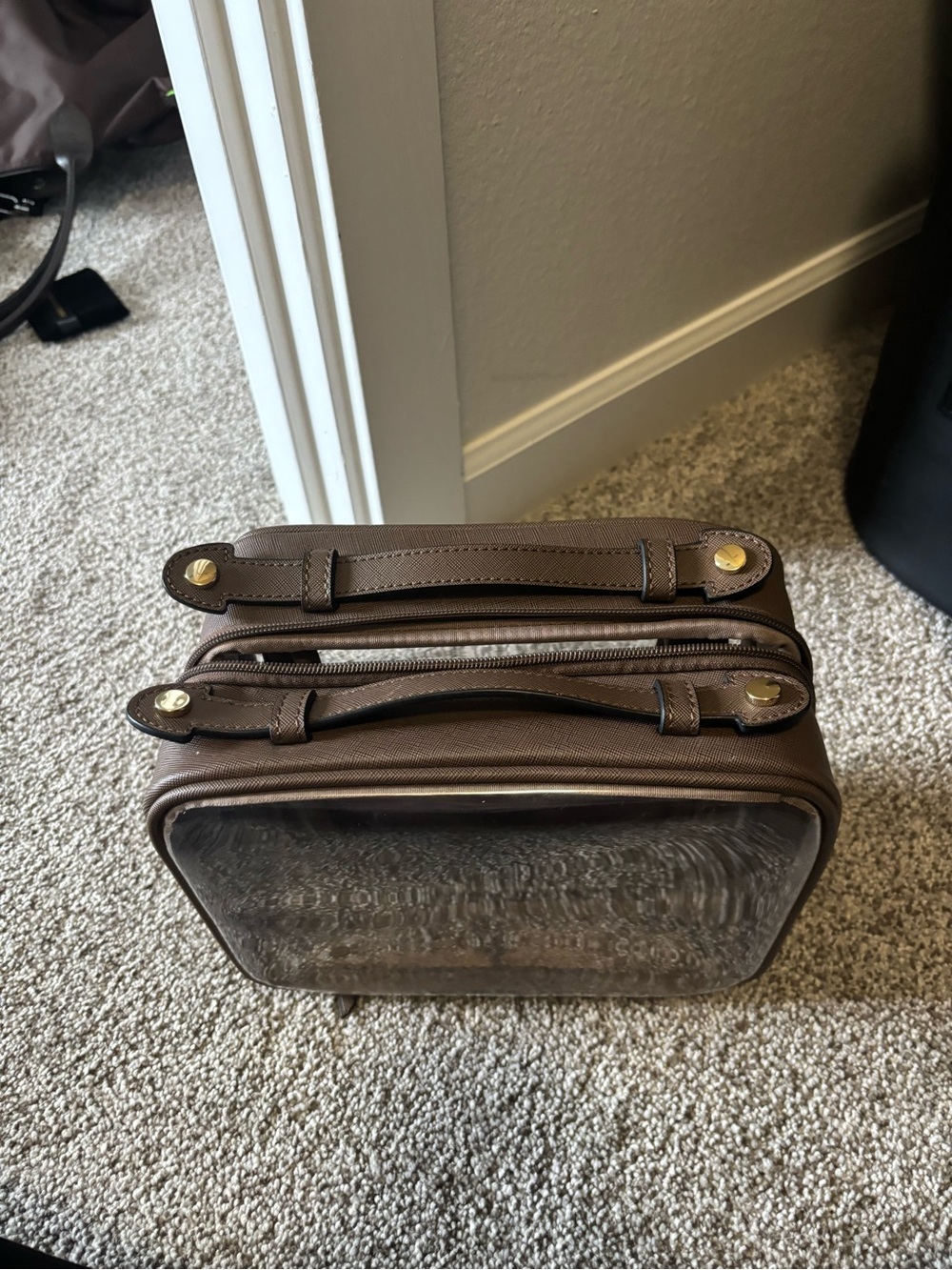 Calpak Medium Clear Travel Cosmetic Case in Mocha